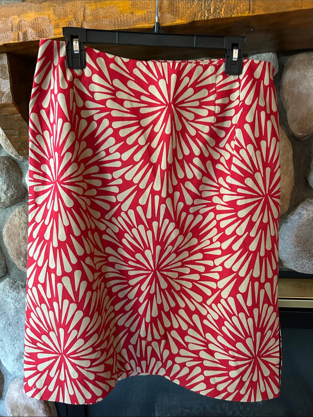 Talbots Red and Cream Retro Starburst Cotton Twill A-Line Skirt, Size 18W, NWT